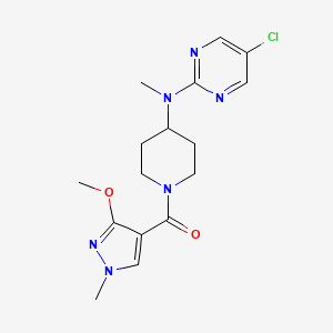 molecular formula C16H21ClN6O2 B12267600 5-chloro-N-[1-(3-methoxy-1-methyl-1H-pyrazole-4-carbonyl)piperidin-4-yl]-N-methylpyrimidin-2-amine 