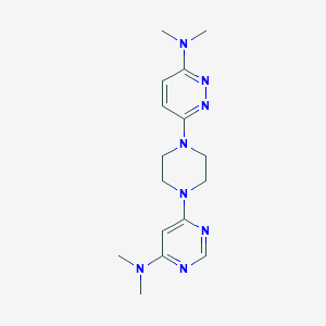 molecular formula C16H24N8 B12267613 6-{4-[6-(dimethylamino)pyridazin-3-yl]piperazin-1-yl}-N,N-dimethylpyrimidin-4-amine 