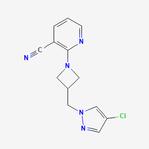 molecular formula C13H12ClN5 B12267627 2-{3-[(4-chloro-1H-pyrazol-1-yl)methyl]azetidin-1-yl}pyridine-3-carbonitrile 