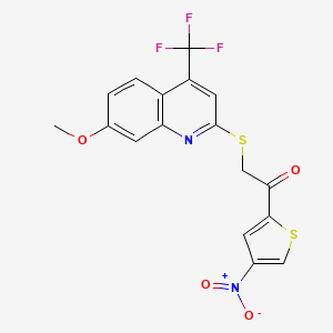 2-{[7-Methoxy-4-(trifluoromethyl)quinolin-2-yl]sulfanyl}-1-(4-nitrothiophen-2-yl)ethanone