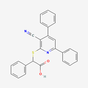 molecular formula C26H18N2O2S B12267661 [(3-Cyano-4,6-diphenylpyridin-2-yl)sulfanyl](phenyl)acetic acid 