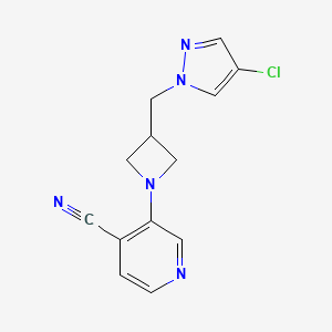 3-{3-[(4-chloro-1H-pyrazol-1-yl)methyl]azetidin-1-yl}pyridine-4-carbonitrile