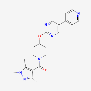 5-(pyridin-4-yl)-2-{[1-(1,3,5-trimethyl-1H-pyrazole-4-carbonyl)piperidin-4-yl]oxy}pyrimidine