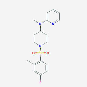 molecular formula C18H22FN3O2S B12267714 N-[1-(4-fluoro-2-methylbenzenesulfonyl)piperidin-4-yl]-N-methylpyridin-2-amine 