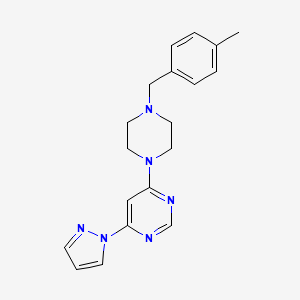 molecular formula C19H22N6 B12267727 4-{4-[(4-methylphenyl)methyl]piperazin-1-yl}-6-(1H-pyrazol-1-yl)pyrimidine 