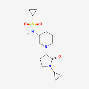 molecular formula C15H25N3O3S B12267759 N-[1-(1-cyclopropyl-2-oxopyrrolidin-3-yl)piperidin-3-yl]cyclopropanesulfonamide 