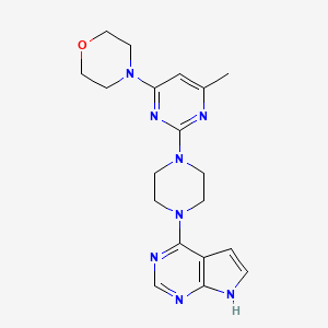 molecular formula C19H24N8O B12267772 4-[6-methyl-2-(4-{7H-pyrrolo[2,3-d]pyrimidin-4-yl}piperazin-1-yl)pyrimidin-4-yl]morpholine 