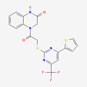 4-({[4-(thiophen-2-yl)-6-(trifluoromethyl)pyrimidin-2-yl]sulfanyl}acetyl)-3,4-dihydroquinoxalin-2(1H)-one