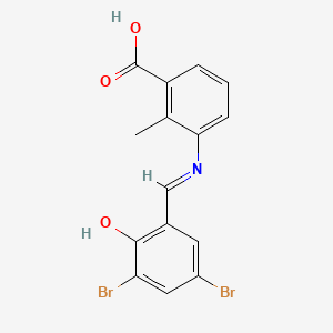 molecular formula C15H11Br2NO3 B1226780 3-[(3,5-Dibromo-6-oxo-1-cyclohexa-2,4-dienylidene)methylamino]-2-methylbenzoic acid 
