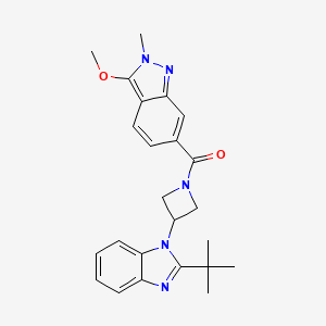 molecular formula C24H27N5O2 B12267844 6-[3-(2-tert-butyl-1H-1,3-benzodiazol-1-yl)azetidine-1-carbonyl]-3-methoxy-2-methyl-2H-indazole 