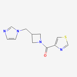 molecular formula C11H12N4OS B12267850 4-{3-[(1H-imidazol-1-yl)methyl]azetidine-1-carbonyl}-1,3-thiazole 