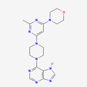 molecular formula C18H23N9O B12267863 6-{4-[2-methyl-6-(morpholin-4-yl)pyrimidin-4-yl]piperazin-1-yl}-9H-purine 