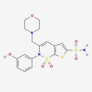 molecular formula C17H19N3O6S3 B1226787 Al-6619, [2h-Thieno[3,2-E]-1,2-Thiazine-6-Sulfonamide,2-(3-Hydroxyphenyl)-3-(4-Morpholinyl)-, 1,1-Dioxide] 