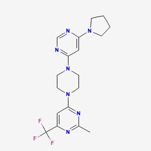 molecular formula C18H22F3N7 B12267883 2-Methyl-4-{4-[6-(pyrrolidin-1-yl)pyrimidin-4-yl]piperazin-1-yl}-6-(trifluoromethyl)pyrimidine 