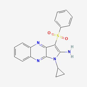 molecular formula C19H16N4O2S B1226789 3-(Benzenesulfonyl)-1-cyclopropyl-2-pyrrolo[3,2-b]quinoxalinamine 