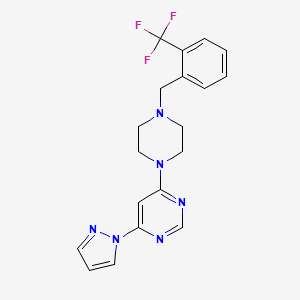 molecular formula C19H19F3N6 B12267916 4-(1H-pyrazol-1-yl)-6-(4-{[2-(trifluoromethyl)phenyl]methyl}piperazin-1-yl)pyrimidine 