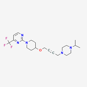 molecular formula C21H30F3N5O B12267964 2-[4-({4-[4-(Propan-2-yl)piperazin-1-yl]but-2-yn-1-yl}oxy)piperidin-1-yl]-4-(trifluoromethyl)pyrimidine 