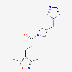 molecular formula C15H20N4O2 B12268026 3-(3,5-dimethyl-1,2-oxazol-4-yl)-1-{3-[(1H-imidazol-1-yl)methyl]azetidin-1-yl}propan-1-one 