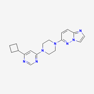 molecular formula C18H21N7 B12268083 4-Cyclobutyl-6-(4-{imidazo[1,2-b]pyridazin-6-yl}piperazin-1-yl)pyrimidine 