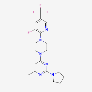 molecular formula C19H22F4N6 B12268088 4-{4-[3-Fluoro-5-(trifluoromethyl)pyridin-2-yl]piperazin-1-yl}-6-methyl-2-(pyrrolidin-1-yl)pyrimidine 