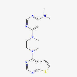 molecular formula C16H19N7S B12268107 N,N-dimethyl-6-(4-{thieno[2,3-d]pyrimidin-4-yl}piperazin-1-yl)pyrimidin-4-amine 