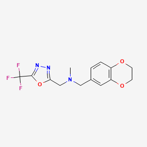 molecular formula C14H14F3N3O3 B12268111 [(2,3-Dihydro-1,4-benzodioxin-6-yl)methyl](methyl){[5-(trifluoromethyl)-1,3,4-oxadiazol-2-yl]methyl}amine 