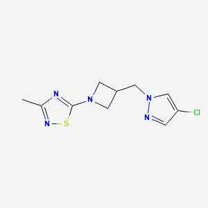 molecular formula C10H12ClN5S B12268115 5-{3-[(4-chloro-1H-pyrazol-1-yl)methyl]azetidin-1-yl}-3-methyl-1,2,4-thiadiazole 