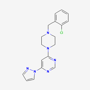 molecular formula C18H19ClN6 B12268123 4-{4-[(2-chlorophenyl)methyl]piperazin-1-yl}-6-(1H-pyrazol-1-yl)pyrimidine 