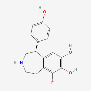 molecular formula C16H16FNO3 B1226813 6-Fluoro-2,3,4,5-tetrahydro-1-(4-hydroxyphenyl)-1H-3-benzazepine-7,8-diol hydrobromide CAS No. 72912-26-6