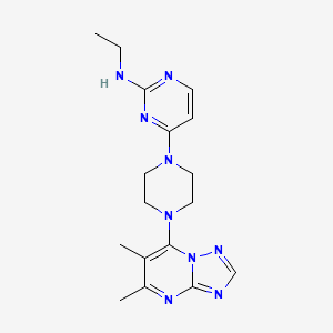 molecular formula C17H23N9 B12268140 4-(4-{5,6-dimethyl-[1,2,4]triazolo[1,5-a]pyrimidin-7-yl}piperazin-1-yl)-N-ethylpyrimidin-2-amine 