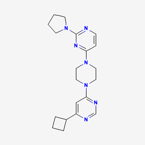 molecular formula C20H27N7 B12268226 4-[4-(6-Cyclobutylpyrimidin-4-yl)piperazin-1-yl]-2-(pyrrolidin-1-yl)pyrimidine 