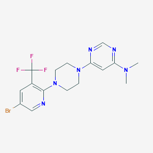 molecular formula C16H18BrF3N6 B12268234 6-{4-[5-bromo-3-(trifluoromethyl)pyridin-2-yl]piperazin-1-yl}-N,N-dimethylpyrimidin-4-amine 