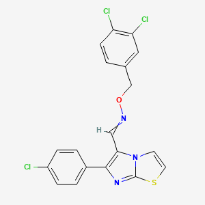 molecular formula C19H12Cl3N3OS B1226826 1-[6-(4-chlorophenyl)-5-imidazo[2,1-b]thiazolyl]-N-[(3,4-dichlorophenyl)methoxy]methanimine 