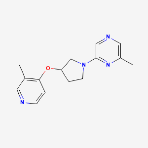 molecular formula C15H18N4O B12268267 2-Methyl-6-{3-[(3-methylpyridin-4-yl)oxy]pyrrolidin-1-yl}pyrazine 