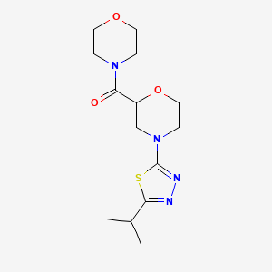 molecular formula C14H22N4O3S B12268274 2-(Morpholine-4-carbonyl)-4-[5-(propan-2-yl)-1,3,4-thiadiazol-2-yl]morpholine 