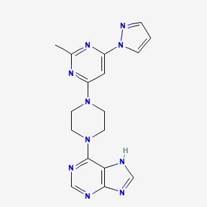 molecular formula C17H18N10 B12268292 6-{4-[2-methyl-6-(1H-pyrazol-1-yl)pyrimidin-4-yl]piperazin-1-yl}-9H-purine 