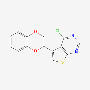 molecular formula C14H9ClN2O2S B1226830 4-Chloro-5-(2,3-dihydro-1,4-benzodioxin-3-yl)thieno[2,3-d]pyrimidine 