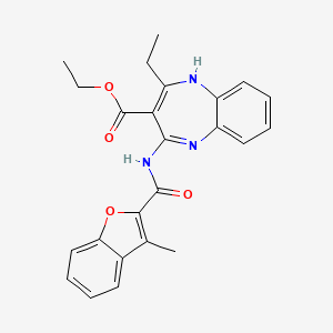 molecular formula C24H23N3O4 B1226831 2-乙基-4-[[(3-甲基-2-苯并呋喃基)-氧甲基]氨基]-1H-1,5-苯并二氮杂卓-3-羧酸乙酯 
