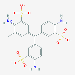 molecular formula C20H17N3O9S3-2 B1226832 2-Amino-5-[(4-amino-3-sulfonatophenyl)(4-iminio-3-sulfonatocyclohexa-2,5-dien-1-ylidene)methyl]-3-methylbenzene-1-sulfonate 