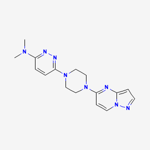 molecular formula C16H20N8 B12268396 N,N-dimethyl-6-(4-{pyrazolo[1,5-a]pyrimidin-5-yl}piperazin-1-yl)pyridazin-3-amine 