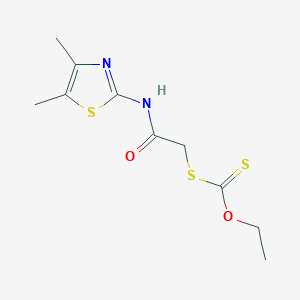 molecular formula C10H14N2O2S3 B1226842 [[2-[(4,5-dimethyl-2-thiazolyl)amino]-2-oxoethyl]thio]methanethioic acid O-ethyl ester 