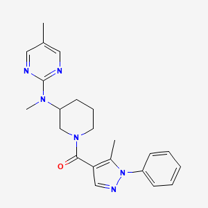 molecular formula C22H26N6O B12268442 N,5-dimethyl-N-[1-(5-methyl-1-phenyl-1H-pyrazole-4-carbonyl)piperidin-3-yl]pyrimidin-2-amine 