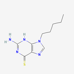 molecular formula C10H15N5S B1226845 2-Amino-9-pentyl-9H-purin-6-yl hydrosulfide CAS No. 24397-98-6