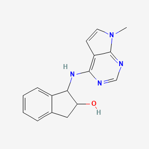 molecular formula C16H16N4O B12268451 1-({7-methyl-7H-pyrrolo[2,3-d]pyrimidin-4-yl}amino)-2,3-dihydro-1H-inden-2-ol 