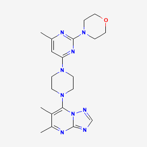 molecular formula C20H27N9O B12268485 4-[4-(4-{5,6-Dimethyl-[1,2,4]triazolo[1,5-a]pyrimidin-7-yl}piperazin-1-yl)-6-methylpyrimidin-2-yl]morpholine 