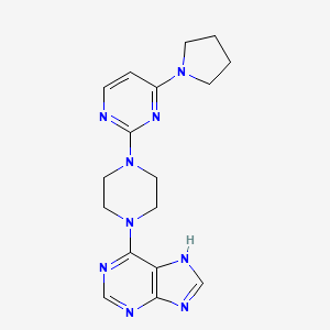 molecular formula C17H21N9 B12268490 6-{4-[4-(pyrrolidin-1-yl)pyrimidin-2-yl]piperazin-1-yl}-9H-purine 