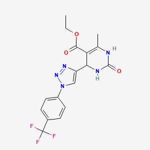 molecular formula C17H16F3N5O3 B12268502 ethyl 6-methyl-2-oxo-4-{1-[4-(trifluoromethyl)phenyl]-1H-1,2,3-triazol-4-yl}-1,2,3,4-tetrahydropyrimidine-5-carboxylate 