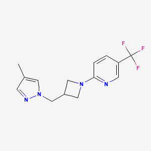 molecular formula C14H15F3N4 B12268510 2-{3-[(4-methyl-1H-pyrazol-1-yl)methyl]azetidin-1-yl}-5-(trifluoromethyl)pyridine 