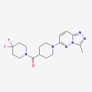 molecular formula C17H22F2N6O B12268543 4-(4,4-Difluoropiperidine-1-carbonyl)-1-{3-methyl-[1,2,4]triazolo[4,3-b]pyridazin-6-yl}piperidine 