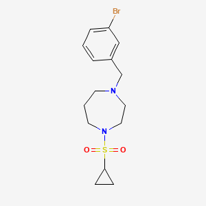 molecular formula C15H21BrN2O2S B12268579 1-[(3-Bromophenyl)methyl]-4-(cyclopropanesulfonyl)-1,4-diazepane 